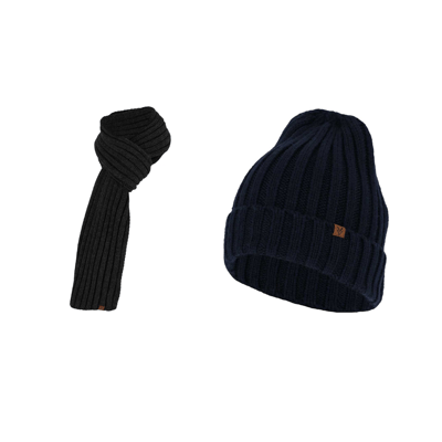 Grofgebreide sjaal + muts heren - Fashion - One size - Antraciet / One size