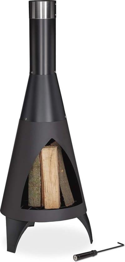 Decoratieve Tuinhaard voor Buiten - Terrashaard van Metaal, Ronde Kachel voor Warmte en Sfeer - 120 x 45 cm