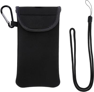 Dailygoods- Telefoonhoesje Schokbestendig - Universele Mobiele Hoes - Telefoonhoesje met Koord - Mobiele Hoes voor Wandelen - Mobiele Hoes voor Reizen - Zwart - Telefoonzakje