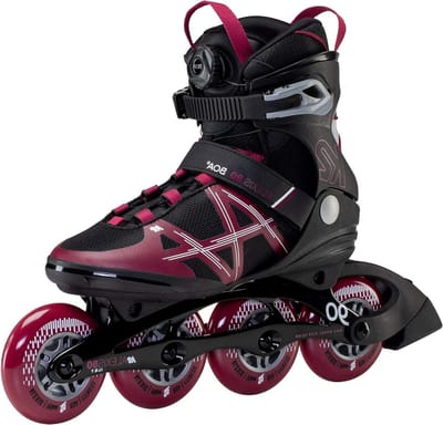 Skeelers Dames - Inline Skates - Sportief Fitness - BOA Systeem - 90mm Wielen - Zwart Bordeaux