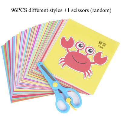 96 Stuks Kinderen Cartoon DIY Kleurrijk Papier Knip Vouw Speelgoed Kinderen Knutselen Dier Handwerk Papier Kunst Leren Educatief Speelgoed