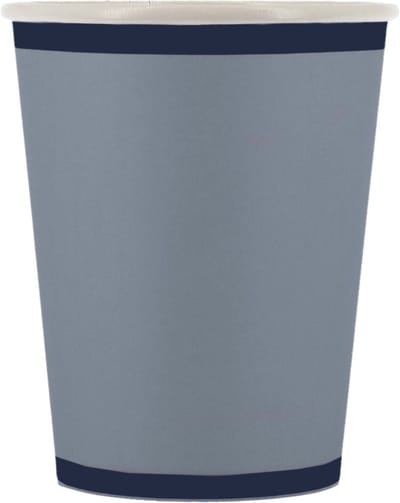 ARTYFETES - 6 tweekleurige kartonnen bekers stormblauw en marineblauw 255ml voor feest