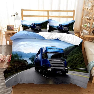 Scania Vrachtwagen Dekbedovertrek Set 3D Print Zacht Dekbedovertrek Microvezel Beddengoed Set Trendy Vrachtwagen Quilt Hoes Voor Kamerdecoratie 2/3 Stuks Au Double 180x210cm