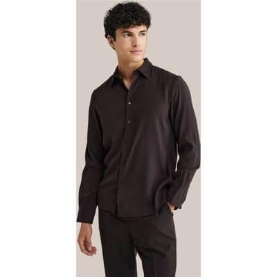 We Fashion Shirt Dark Brown Size: M | Casual Shirts Outlet | Heren | Bruin