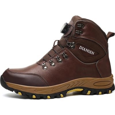 Chaussures de sécurité à bouton rotatif pour hommes, bottes de sécurité légères à bout en acier, Anti-perforation, chaussures de travail pour hommes, baskets de travail Anti-écrasement 43 marron