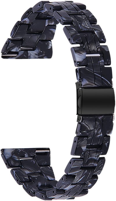 Strap-it Horlogebandje 20mm - Resin smartwatch bandje geschikt voor Samsung Galaxy Watch 42mm / Galaxy Watch 3 41mm / Galaxy Watch Active & Active 2 40 & 44mm / Gear sport - Amazfit GTS 1-2-3-4 / Bip - Polar Ignite / Unite - zwart mix