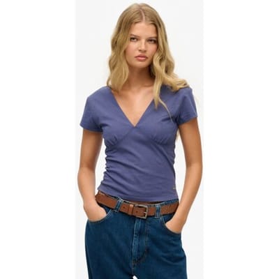Superdry Korsettop met Kapmouwtjes Blauw Grootte: 40