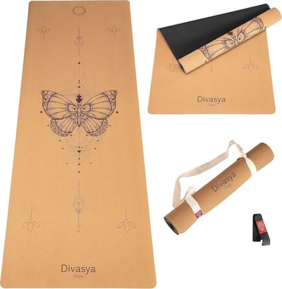 Premium antislip yogamat van kurk en natuurlijk rubber - Duurzaam en comfortabel (183 x 66 x 0,4 cm)