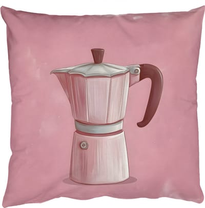 Sierkussens - Kussentjes Woonkamer - 50x50 cm - Roze - Mokkapot - Illustratie - Koffie