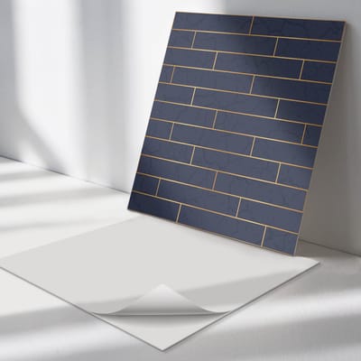 Wallfluent Vinyl Tegels - Bakstenen Muurtextuur Vinyl Tegels Zelfklevend - 30 cm x 30 cm - Marine PVC Tegels - Verpakking van 9 stuks - Vierkant PVC Tegels - Texturen Plaktegels - Zelfklevende Vinyltegels - Plaktegels Keuken en Badkamer