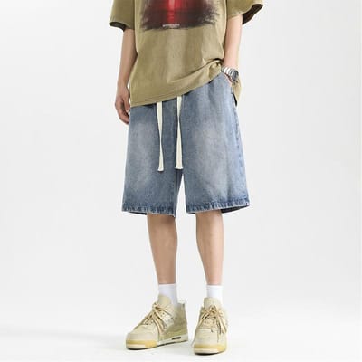 Denim Shorts Heren Zomer Dun Middellang Rechterpijp Losse Broek Heren Casual Vijfpuntsbroek 3XL gray