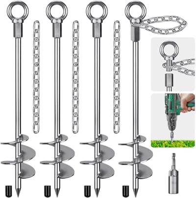 Stabiele Grondanker Grondpen 45cm - Spiraal Stormanker voor Trampolines, Schommels en Camping (4 Stuks)