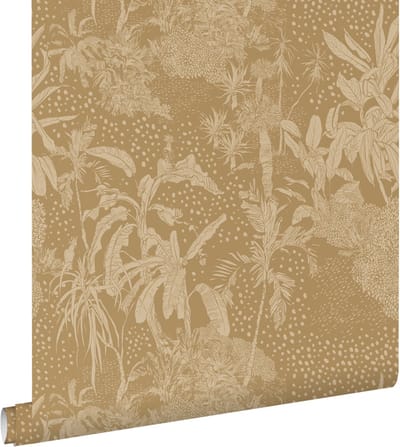 ESTAhome behang tropische bladeren okergeel - 50 x 900 cm - 139893