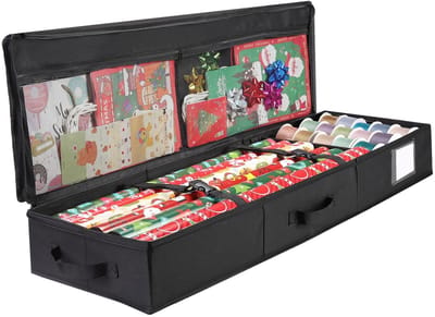 Dailygoods- Cadeaupapier Opbergtas Waterdicht - Opbergtas voor Cadeaupapier - Organizer met Vakken - 102x30x12cm - Verstelbare Scheidingswanden - Ruimte voor Scharen/Linten