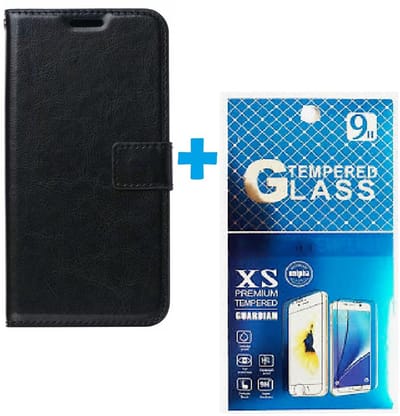 Portemonnee Bookcase Hoesje + 2 Pack Glas Geschikt voor: Samsung Galaxy A52 4G & 5G - zwart