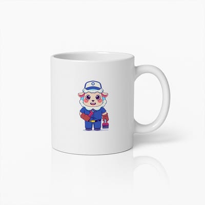 Schattige Politie Schaap Mok – Lief Cartoon Dieren Koffiebeker voor Kinderen en Volwassenen