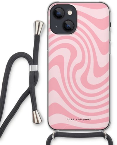 Case Company® - Hoesje met koord geschikt voor iPhone 13 hoesje met Koord - Swirl Roos - Telefoonhoesje met Zwart Koord - Bescherming aan alle Kanten en Over de Schermrand