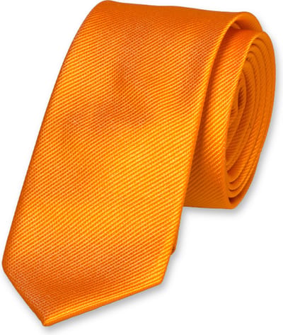 E.L. Cravatte Smalle Stropdas - Oranje - 100% Zijde