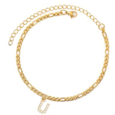 Enkelbandje - Enkelbandjes Dames - Enkelbandje Goud - Initials - Goudkleurig - Letter U