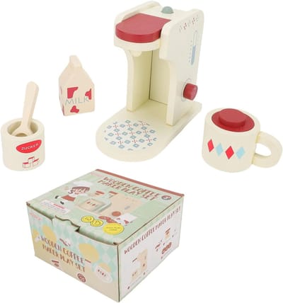 Houten Koffiezetapparaat - Speelgoed Keuken - Rollenspel Kinderen - Realistische Speelset - 17x17x10 cm