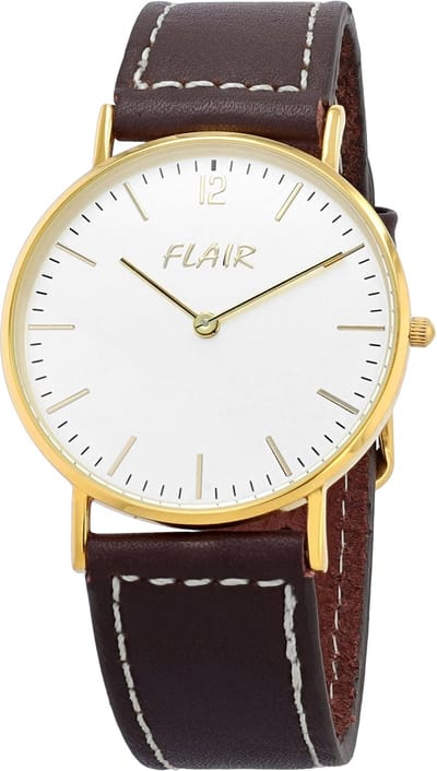 FLAIR Herenhorloge Echtleder Mineralglas