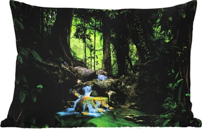 Buitenkussens - Tuin - Jungle - Stenen - Water - Natuur - Planten - 50x30 cm