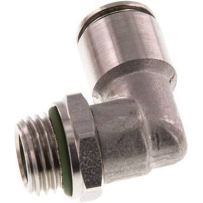8mm x G1/4'' 90 graden L-verbinding RVS Insteekfitting Buitendraad Draaibaar FKM