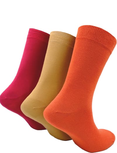 The Sockmaker - Sokken Heren - 3-Pack - Maat 40-46 - Duurzaam Bamboe & Naadloos - Effen Rood, Oranje & Naturel