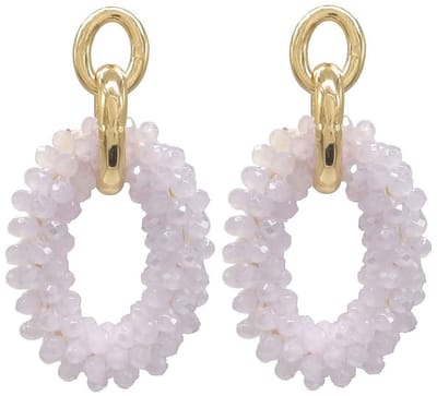 Oorbellen met Glaskralen - Facet Geslepen - 5x2,5 cm - Wit