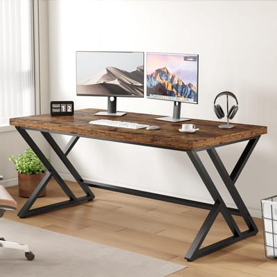 Elektrisch Zit-Sta Bureau 120x60 cm – In Hoogte Verstelbaar Bureau met Memory Functie & USB-Aansluiting – Stil Motorisch Sta Bureau – Ergonomisch Thuiswerk Bureau – Bruin Depauwwonen – Depauw