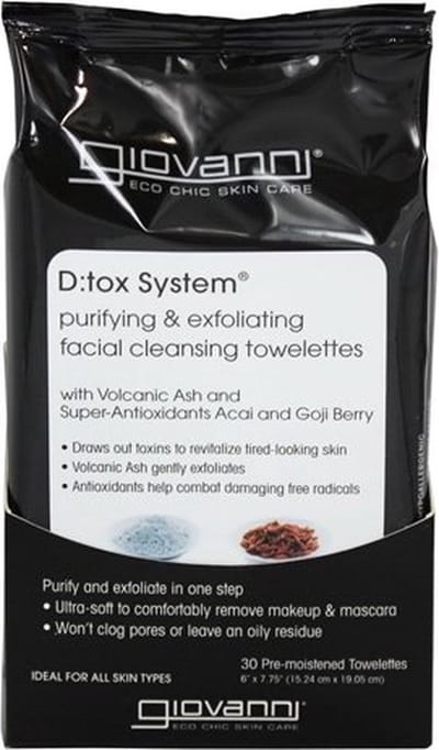 Giovanni Cosmetics - Facial Cleansing Towelettes Giovanni Cosmetics - D:Tox System® (Purifying & Exfoliating) 30 st