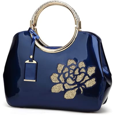 Sac Portable en cuir verni pour femmes, coque brillante, sac à bandoulière diagonale bleu foncé