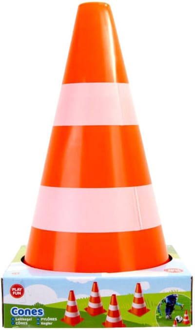 Jonotoys verkeerspionnen speelgoed set oranje-wit 4 stuks kunststof.