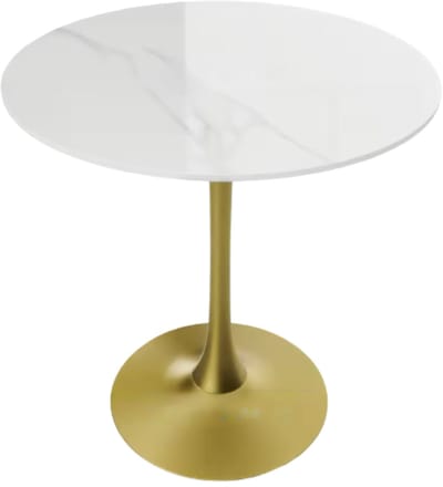 78 cm Hoge Ronde Keuken Eettafel - Gesinterde Stenen Top met Voetstuk Base - Bistro Tafel voor Vrije Tijd en Hoogte
