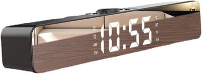 Soundbar Wekker - Bluetooth speaker - Muziek luisteren - Hifi stereo geluid - 383 x 58 mm - Zwart