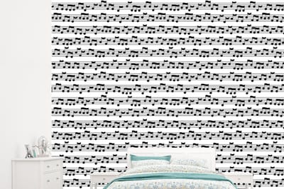 Behang - Fotobehang Muziek - Patronen - Muzieknoten - Breedte 245 cm x hoogte 220 cm