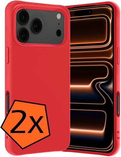 Hoes - 2 Stuks - Geschikt voor Apple iPhone 17 Pro - Sterk & Shockproof - Case Siliconen - Back Cover - Telefoon Hoes - Rood
