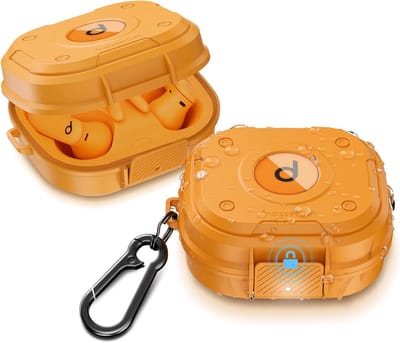Hardcase met Volledige Bescherming en Veilige Sluiting voor Powerbeats Pro 2 Oordopjes - Elektrisch Oranje, Schokbestendig en Duurzaam Design