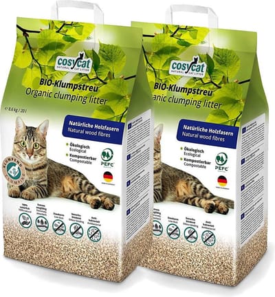Cosycat Biologische Kattenbakvulling Klontvormend - fijne korrel 2x 20L
