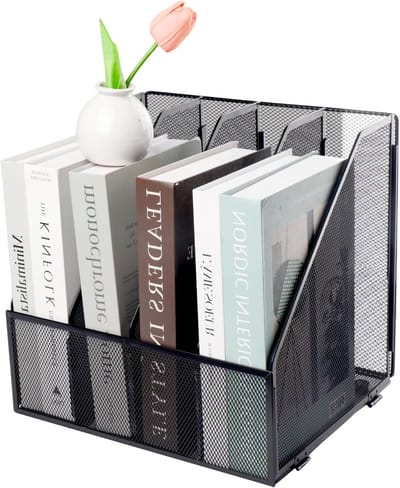 A4 Tijdschrift Houder van Metaal, 4 Secties Document Organizer voor Bureau, Opbergrek voor Kantoor en Thuisgebruik