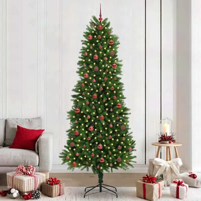 vidaXL - Kerstboom - met - 300 - LED - met - standaard - Groen - 240 - cm - PE