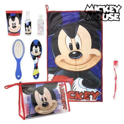 Disney Mickey Mouse Gevulde Toilettas – Kinder Reisset met Beker, Borstel, Tandenborstelhouder & Handdoekje – Cadeau voor Logeren & Vakantie