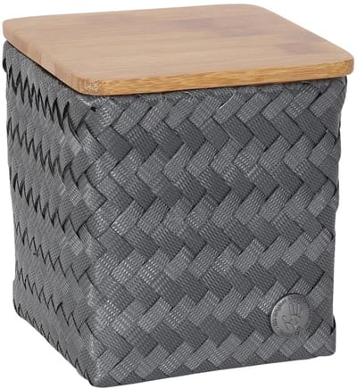 Handed By - Opbergmand met deksel - Opberger - Organizer - Mand - Woonkamer - Babykamer - Slaapkamer - Badkamer - Top Fit Tiny high - donkergrijs - dark grey