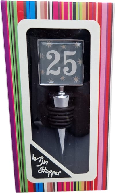 Wijnstopper - afsluiter - wijn stopper - grappig - "25" - kurk - cadeau - presentje