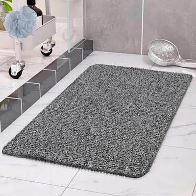 Antislip Douchemat 40 x 100 cm - Zachte Sneldrogende PVC Luffa, Douchemat met Afvoer voor Badkuip (Wit + Zwart)