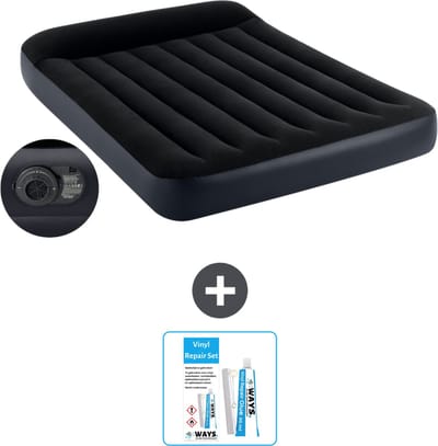 Intex Luchtbed - Twijfelaar - 137 x 191 x 25 cm - Blauw - Inclusief pomp en Reparatieset