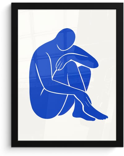 Poster in lijst - Fotolijst 30x40 cm - Posters - Lichaam - Abstract - Blauw - Posterlijst zwart - Decoratie - Wanddecoratie woonkamer - Muurdecoratie slaapkamer