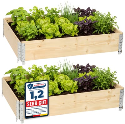 Garronda Kweekbak Palletrand 2-Pack 120x80x20cm - Natuurlijk - Bloemen - Kruiden - Palletframe - Natuurlijke Verhoogde Bloembedden - GD-BUD-PAL