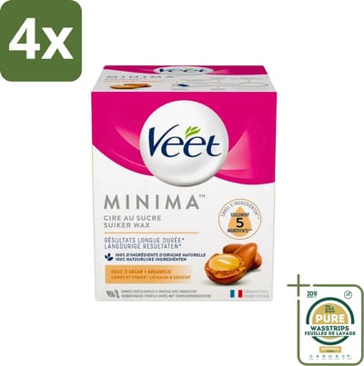 Veet - Warme Wax - Orientaalse Ontharings Wax - Minima - Arganolie - 250ml - Voordeelverpakking - 4 stuks - Gladde huid - Arganolie