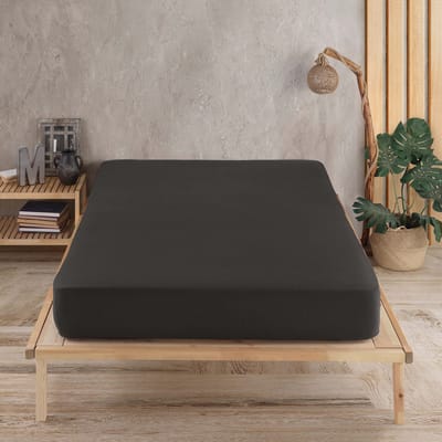Unyqoos® Zacht en ademend jersey hoeslaken zwart 90x200 cm voor standaard en boxspringbedden
